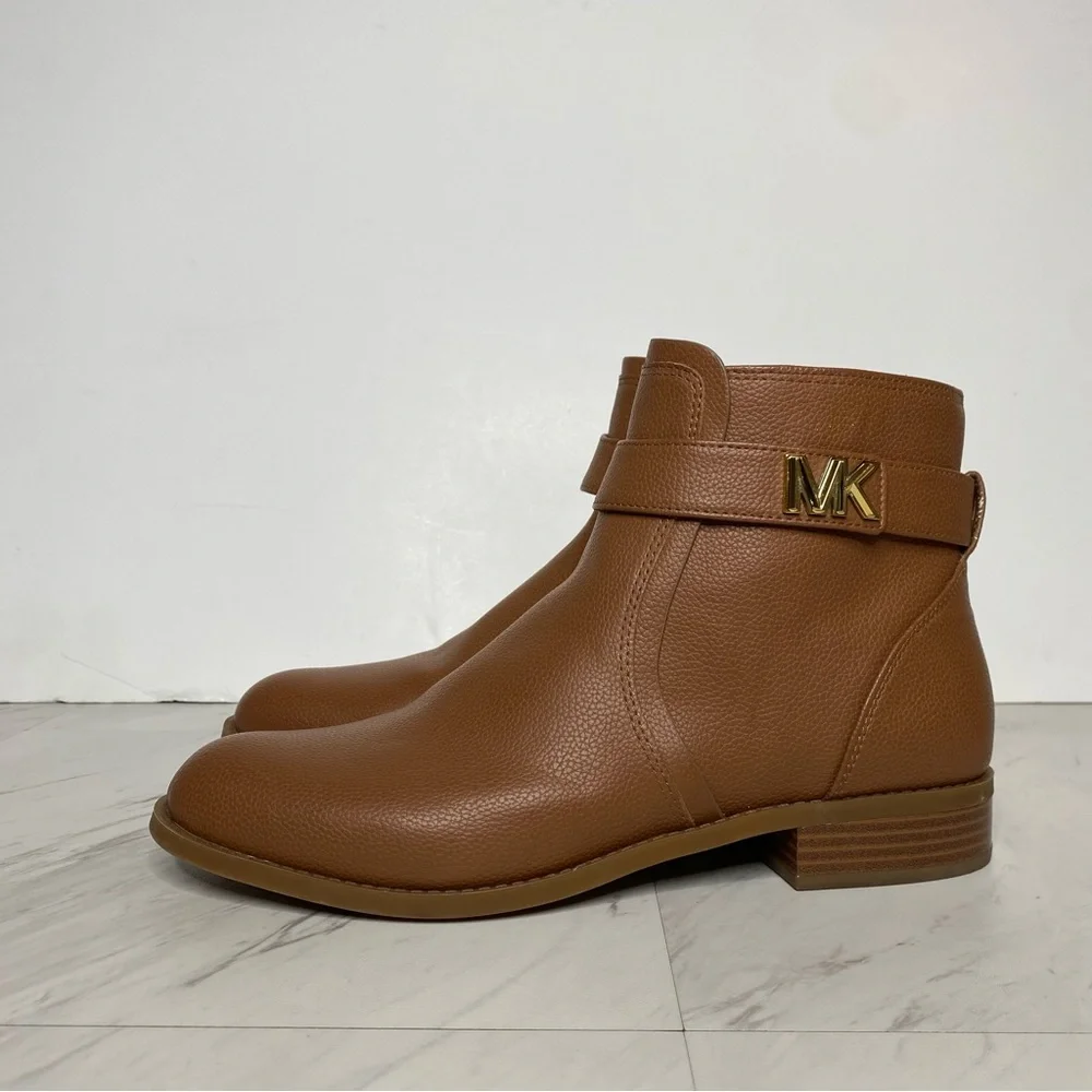 Michael Kors Jilly Brown Pebbled Faux Leather Bootie 9 1/2 M